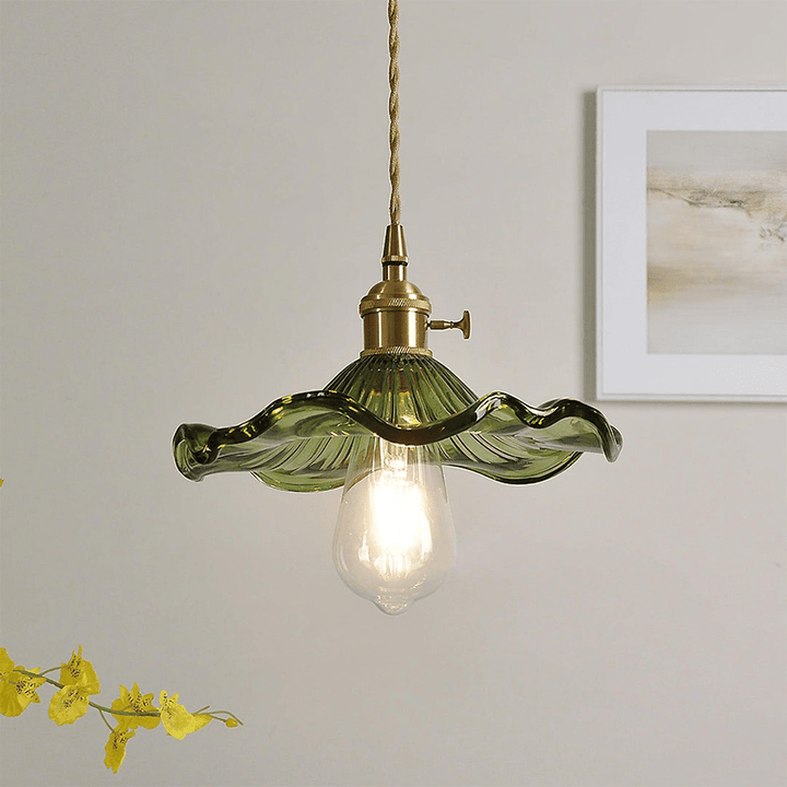 Hanging Light in Hibiscus Flower Design - Pendant Light - Green - Seravelle Home