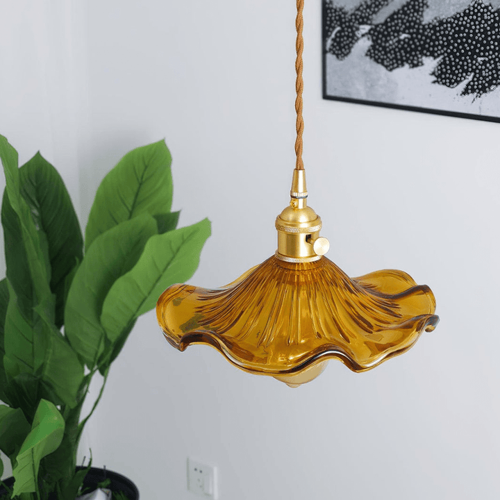 Hanging Light in Hibiscus Flower Design - Pendant Light - Green - Seravelle Home