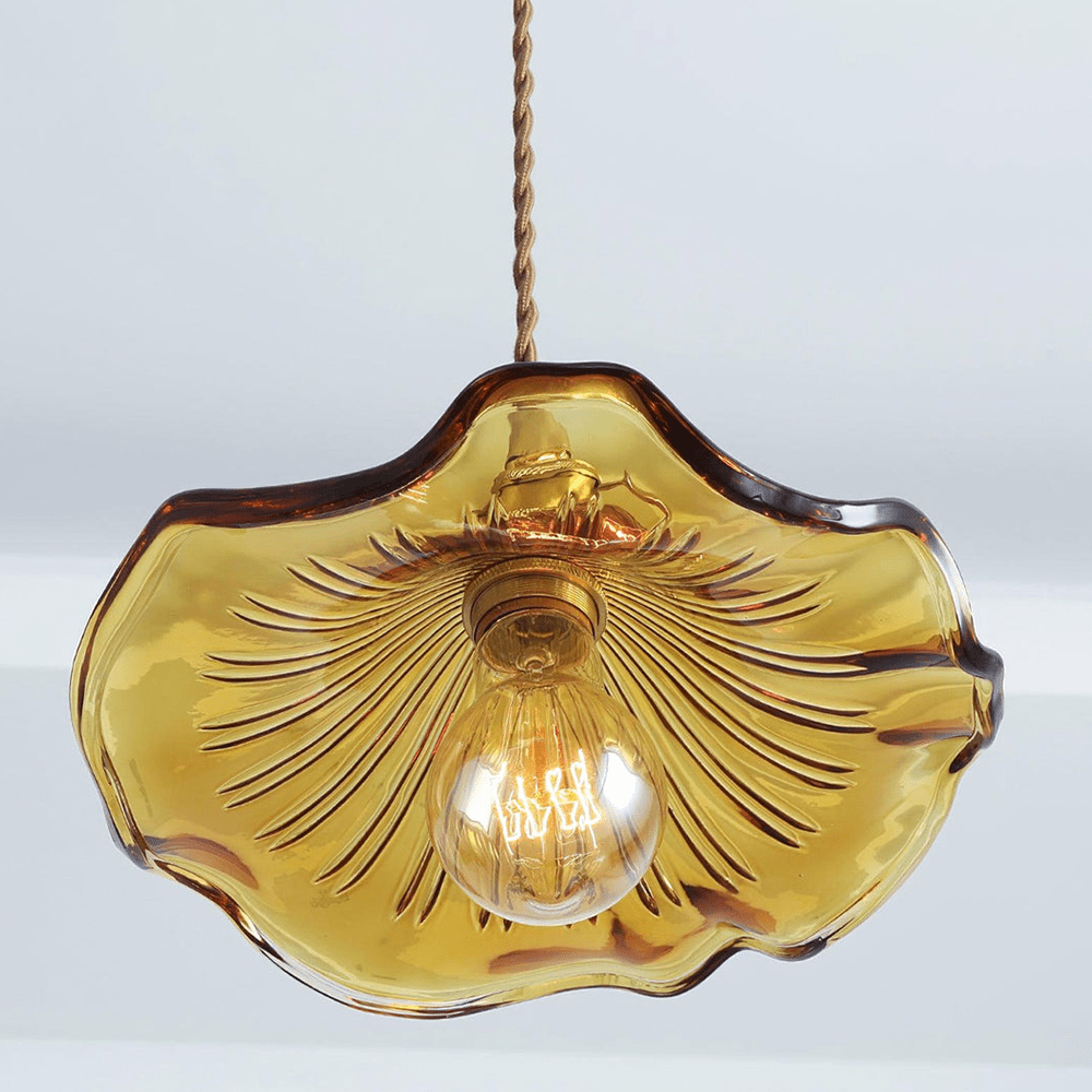 Hanging Light in Hibiscus Flower Design - Pendant Light - Crystal Brown - Seravelle Home