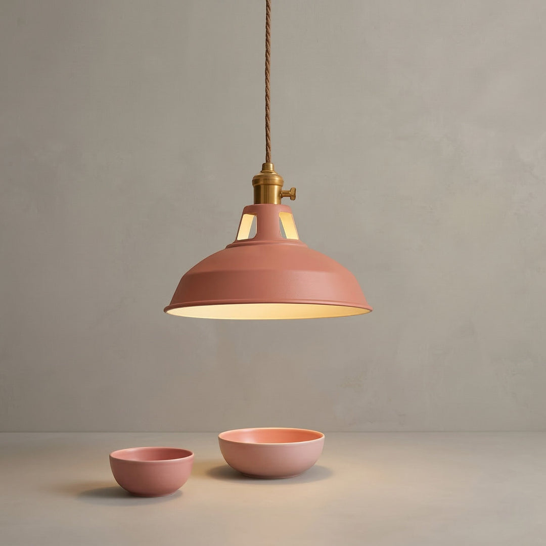 Industrial Pendant Light in Colourful Dome Design - Pendants - Pink - Seravelle Home