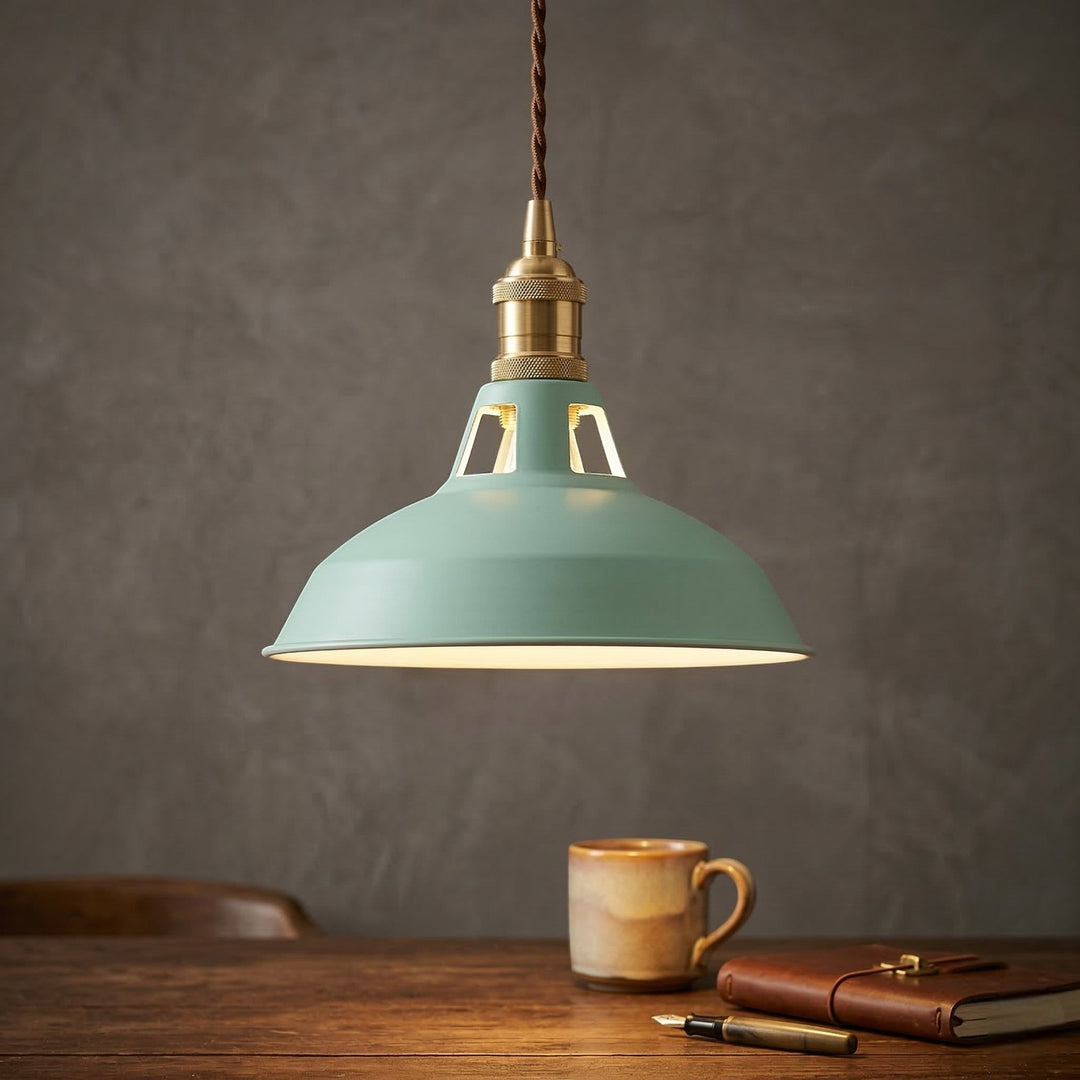 Industrial Pendant Light in Colourful Dome Design - Pendants - Green - Seravelle Home
