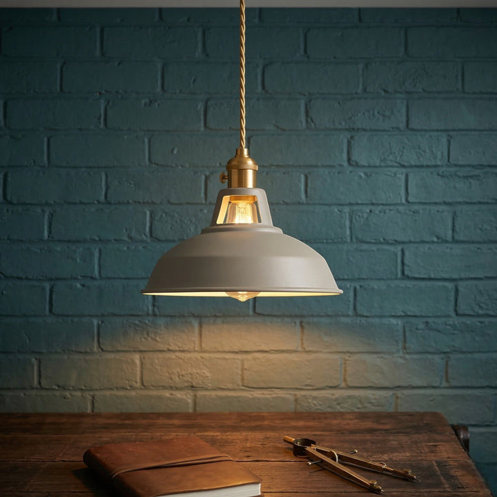 Industrial Pendant Light in Colourful Dome Design - Pendants - Grey - Seravelle Home