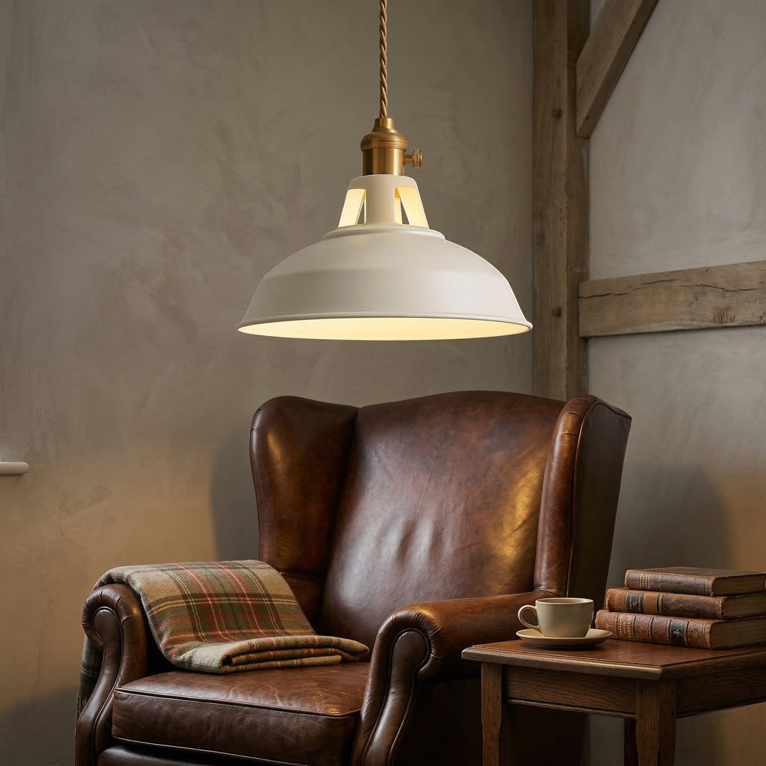 Industrial Pendant Light in Colourful Dome Design - Pendants - White - Seravelle Home