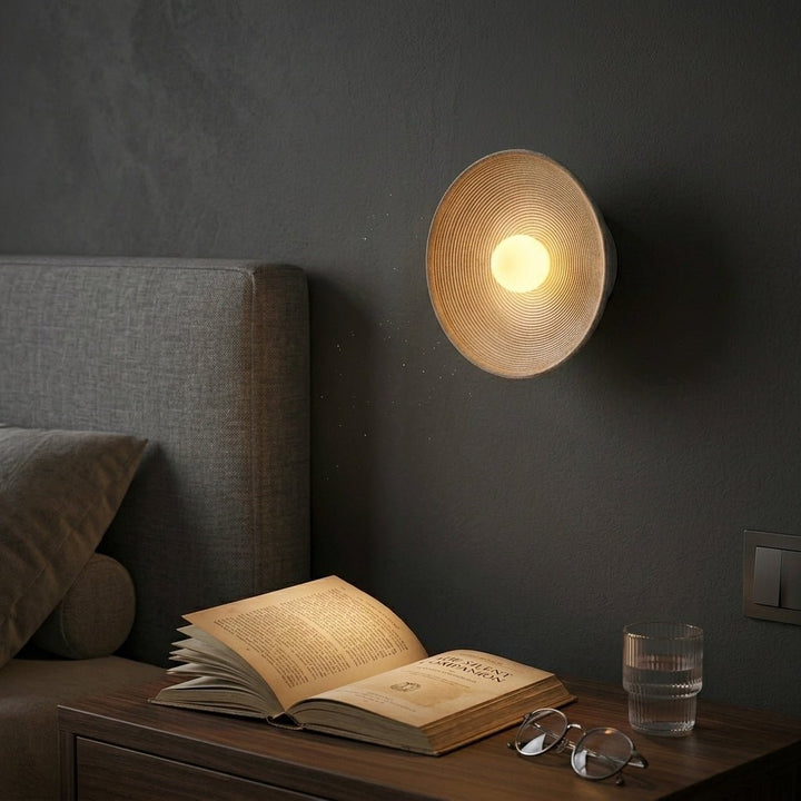 Japanese Wooden Wall Light – Minimalist Round LED Design - Wall Light - ∅ 20cm - Seravelle Home