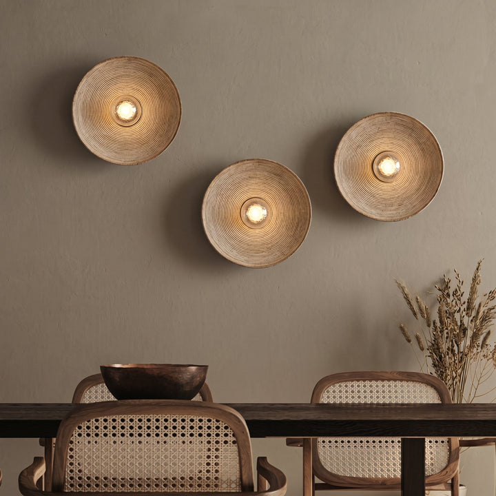 Japanese Wooden Wall Light – Minimalist Round LED Design - Wall Light - ∅ 20cm - Seravelle Home