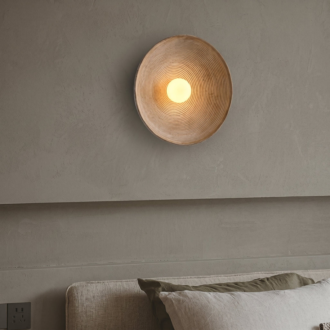 Japanese Wooden Wall Light – Minimalist Round LED Design - Wall Light - ∅ 20cm - Seravelle Home
