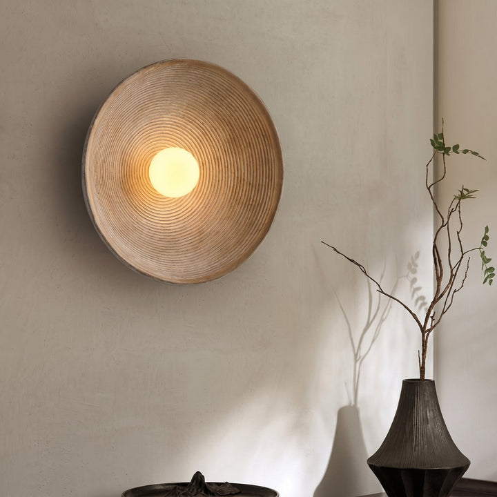Japanese Wooden Wall Light – Minimalist Round LED Design - Wall Light - ∅ 20cm - Seravelle Home