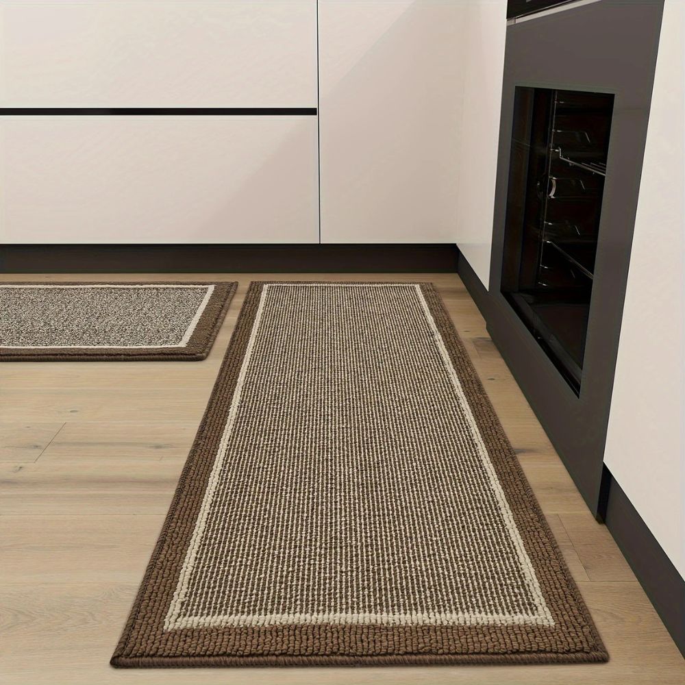 Kitchen Runner Set with Non - Slip Backing - Kitchen Mat - Mocha - Seravelle Home