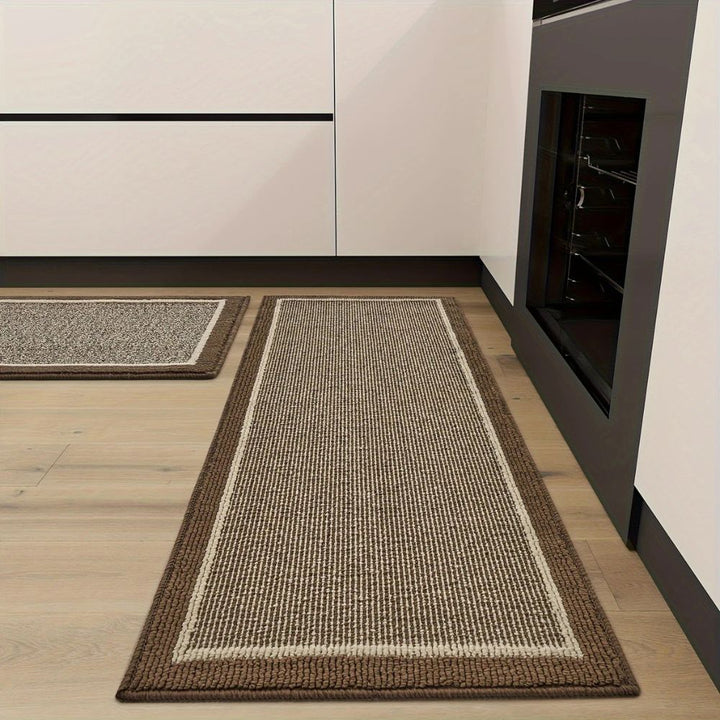 Kitchen Runner Set with Non - Slip Backing - Kitchen Mat - Mocha - Seravelle Home