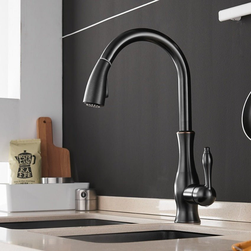 Kitchen Tap with Pull - Out Spray - Faucet - Black - Seravelle Home