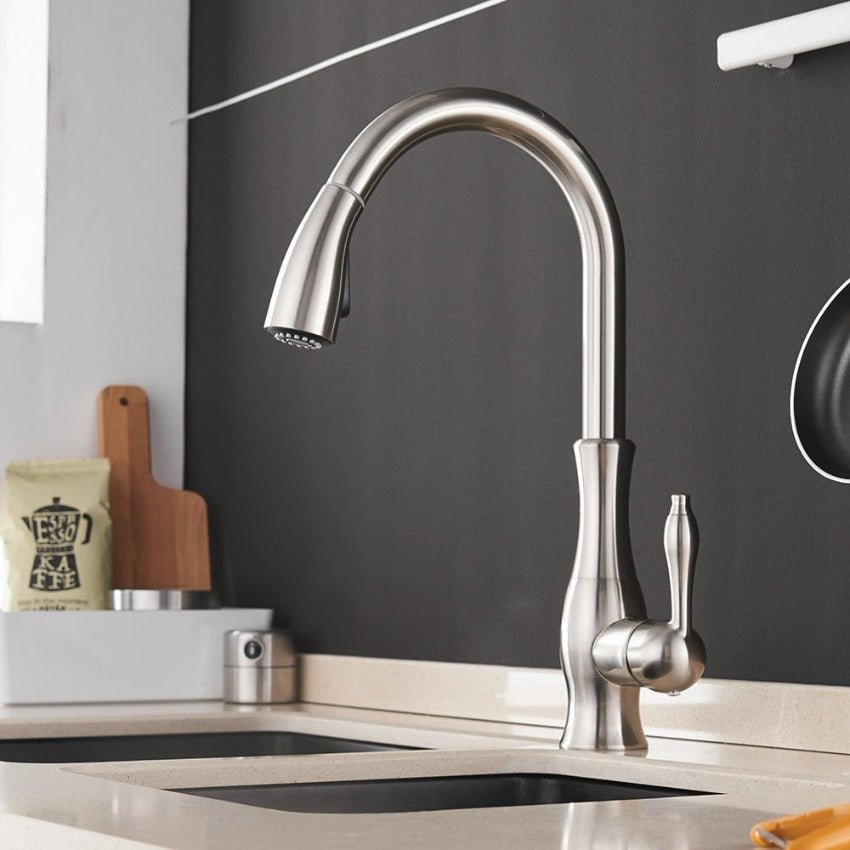Kitchen Tap with Pull - Out Spray - Faucet - Nickel - Seravelle Home