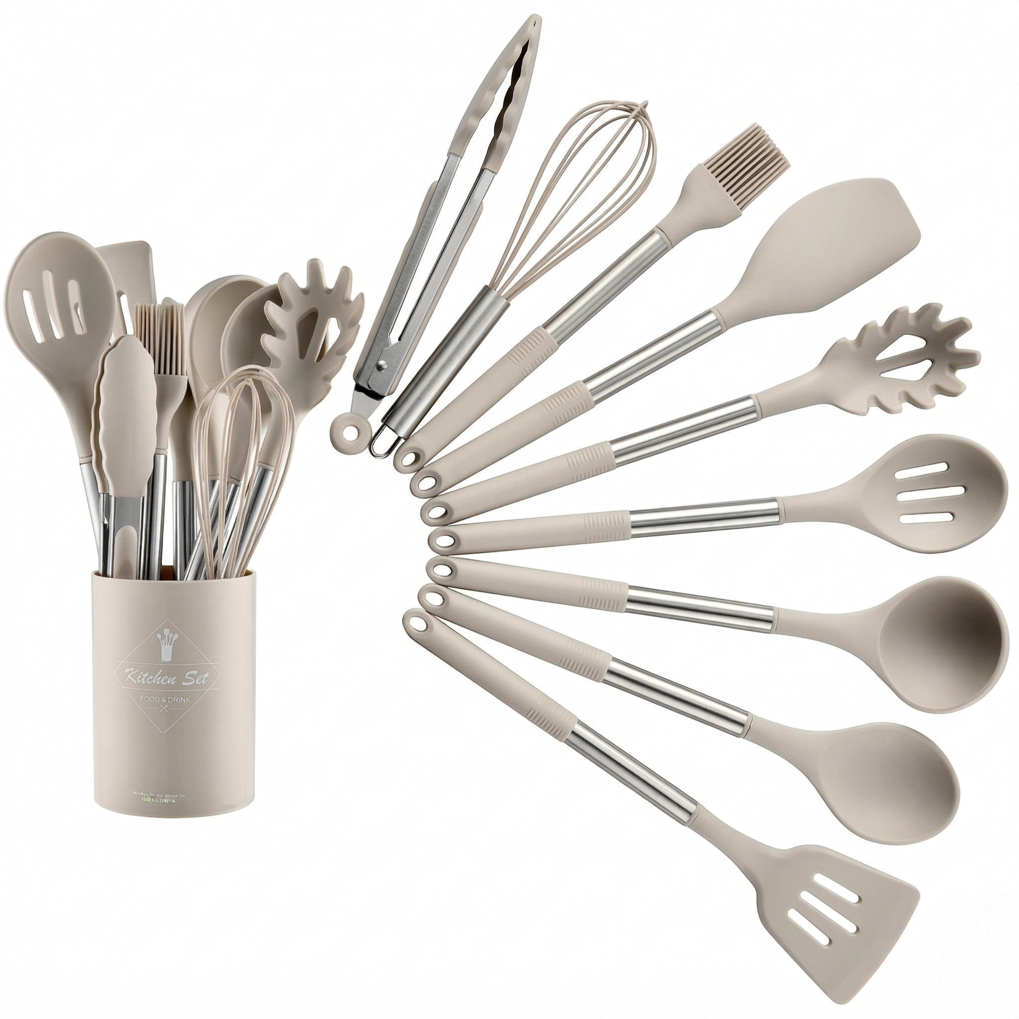 Kitchen Utensil Set for Efficient Cooking and Baking - Cutlery set - Beige - Seravelle Home