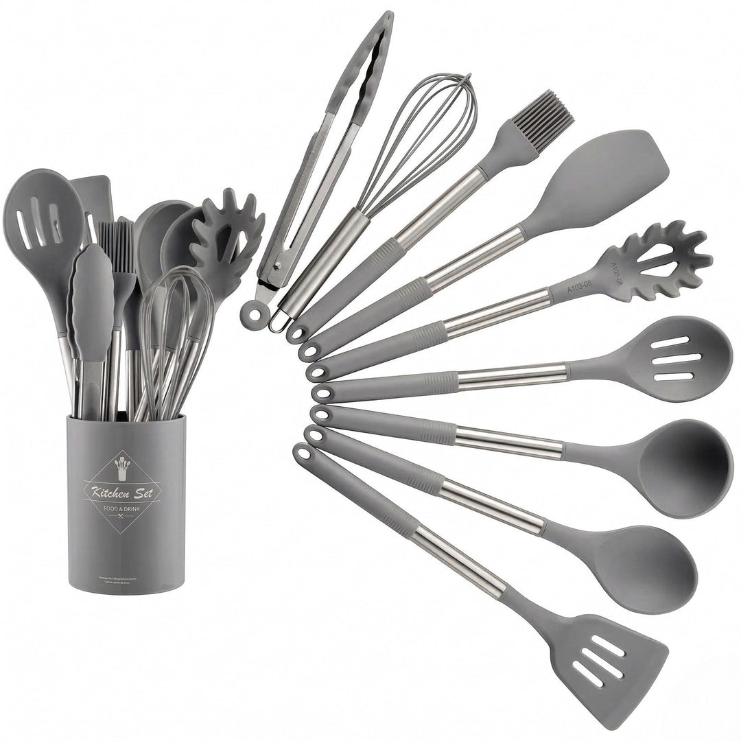 Kitchen Utensil Set for Efficient Cooking and Baking - Cutlery set - Grey - Seravelle Home