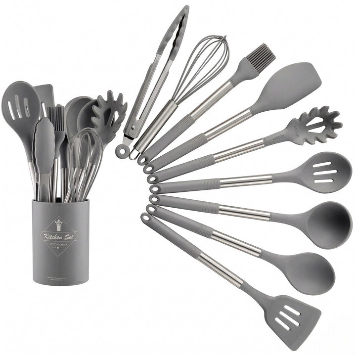 Kitchen Utensil Set for Efficient Cooking and Baking - Cutlery set - Grey - Seravelle Home