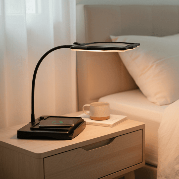 LED Magnifying Glass with Stand for Precise Reading and Working - Table Lamp - Black - Seravelle Home