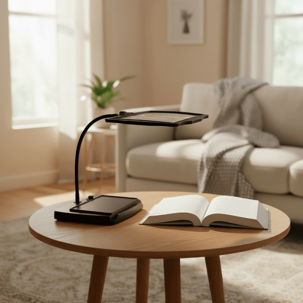 LED Magnifying Glass with Stand for Precise Reading and Working - Table Lamp - Black - Seravelle Home