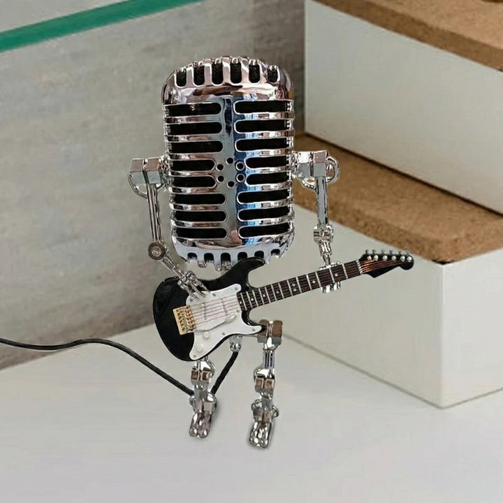 LED Table Lamp in Creative Microphone Robot Design - Table Lamp - Black - Seravelle Home