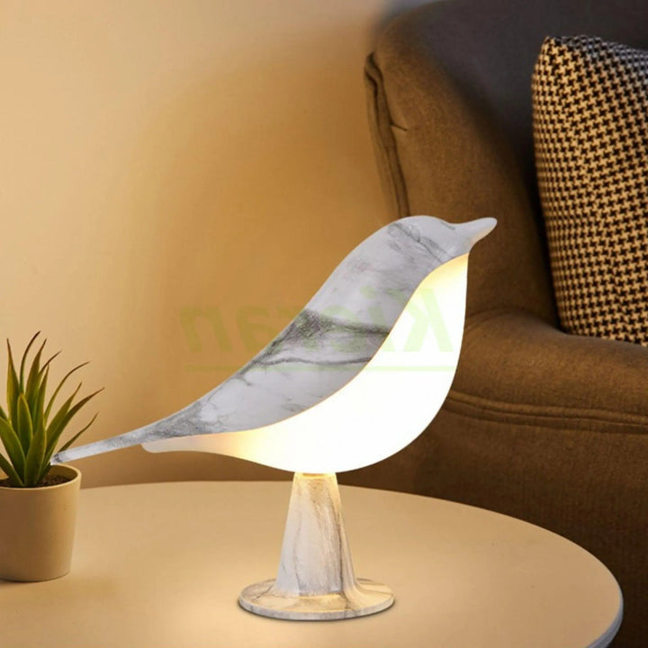 LED Table Lamp in Modern Bird Design - Table Lamp - Marble - Seravelle Home