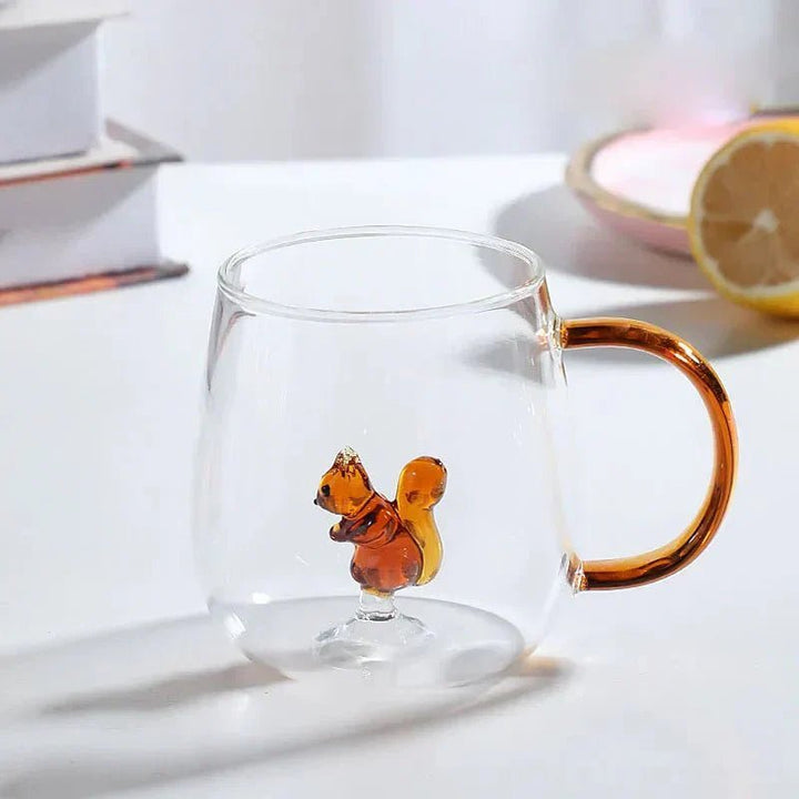 Lena - Borosilicate Glass Mug with 3D Animal Design for Coffee and Tea - Mug - Squirrel - Seravelle Home