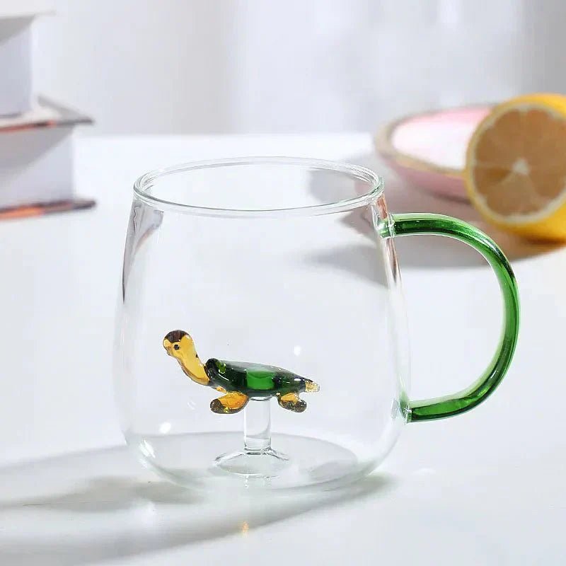 Lena - Borosilicate Glass Mug with 3D Animal Design for Coffee and Tea - Mug - Turtle - Seravelle Home
