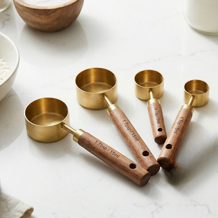 Measuring Cup and Spoon Set with Wooden Handle - Measuring Tools - Measuring cup - Seravelle Home