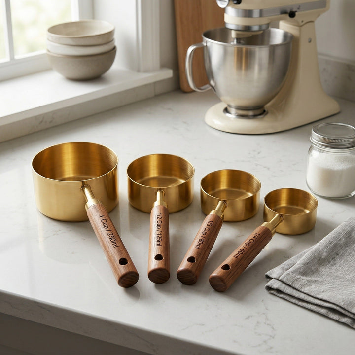 Measuring Cup and Spoon Set with Wooden Handle - Measuring Tools - Measuring cup - Seravelle Home