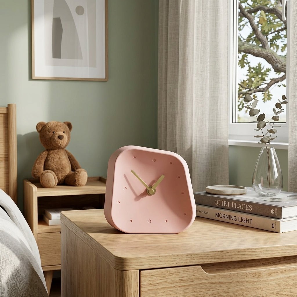 Minimalist Asymmetric Desk Clock - Clock - Pink - Seravelle Home