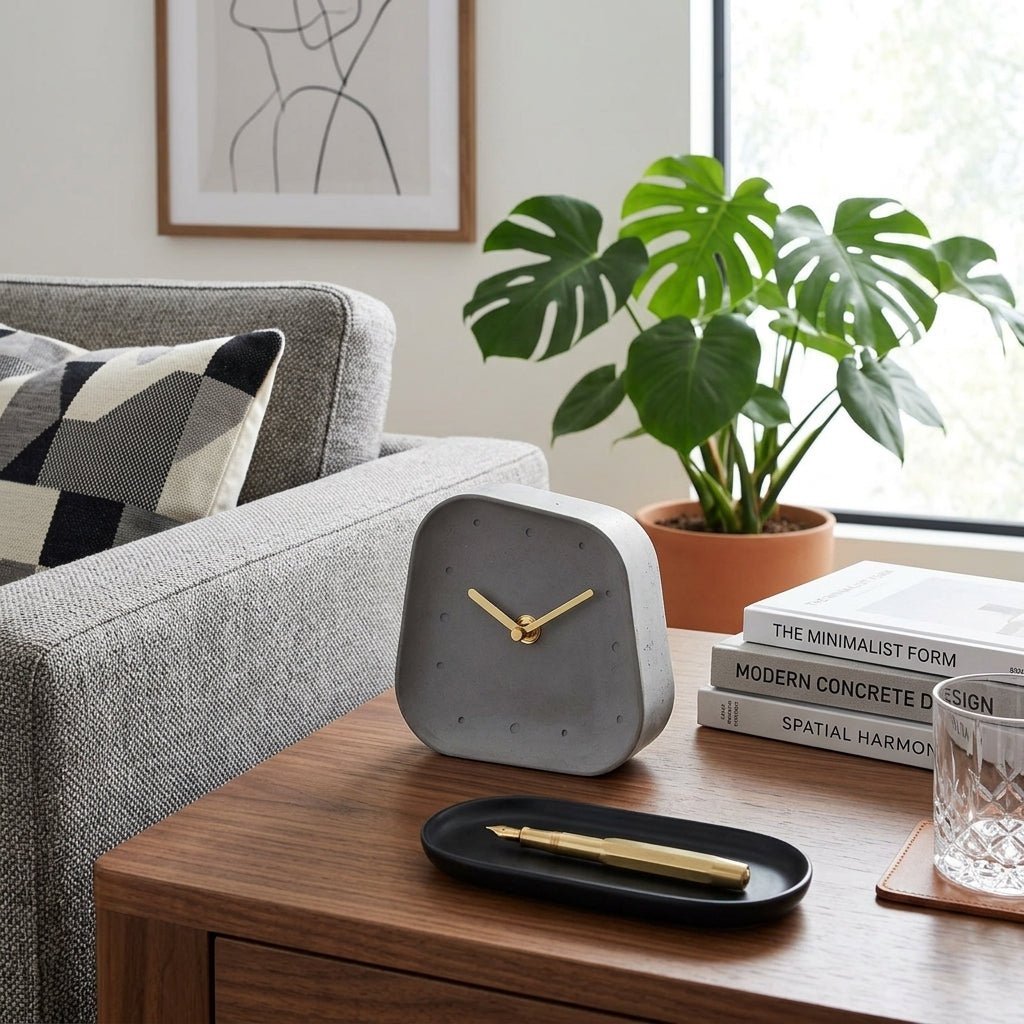 Minimalist Asymmetric Desk Clock - Clock - Grey - Seravelle Home