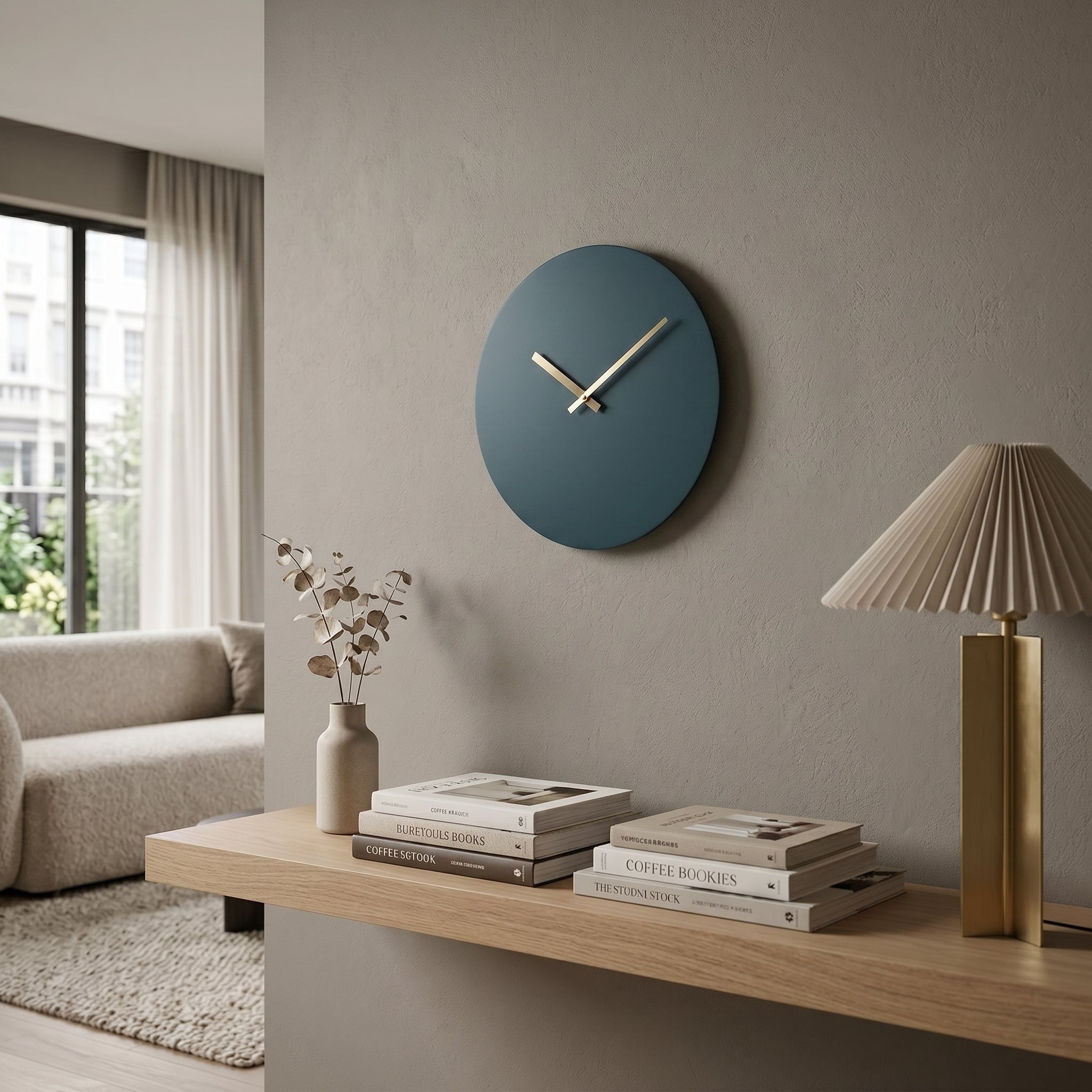 Minimalist Round Wall Clock without Numbers - Wall Clock - Dark Green - Seravelle Home