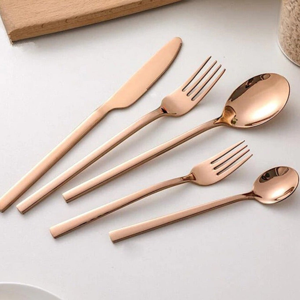 Minimalist Stainless Steel Cutlery Set 30-Piece - Kitchen Utensils - Pink - Seravelle Home
