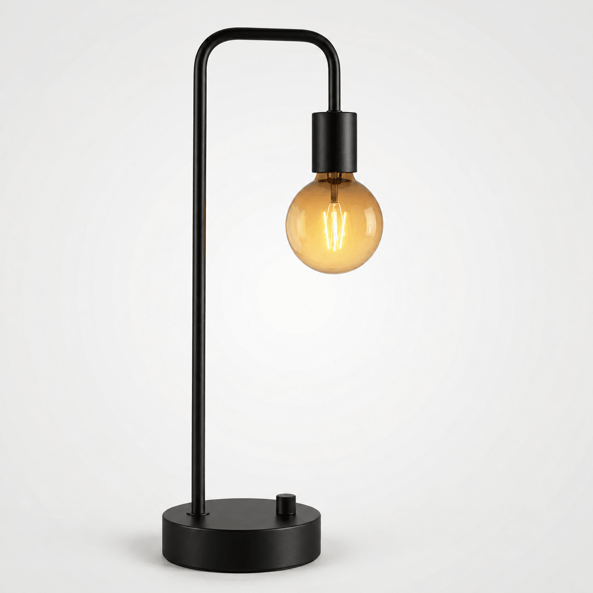 Minimalist Table Lamp with Curved Metal Arm - Table Lamps - Seravelle Home