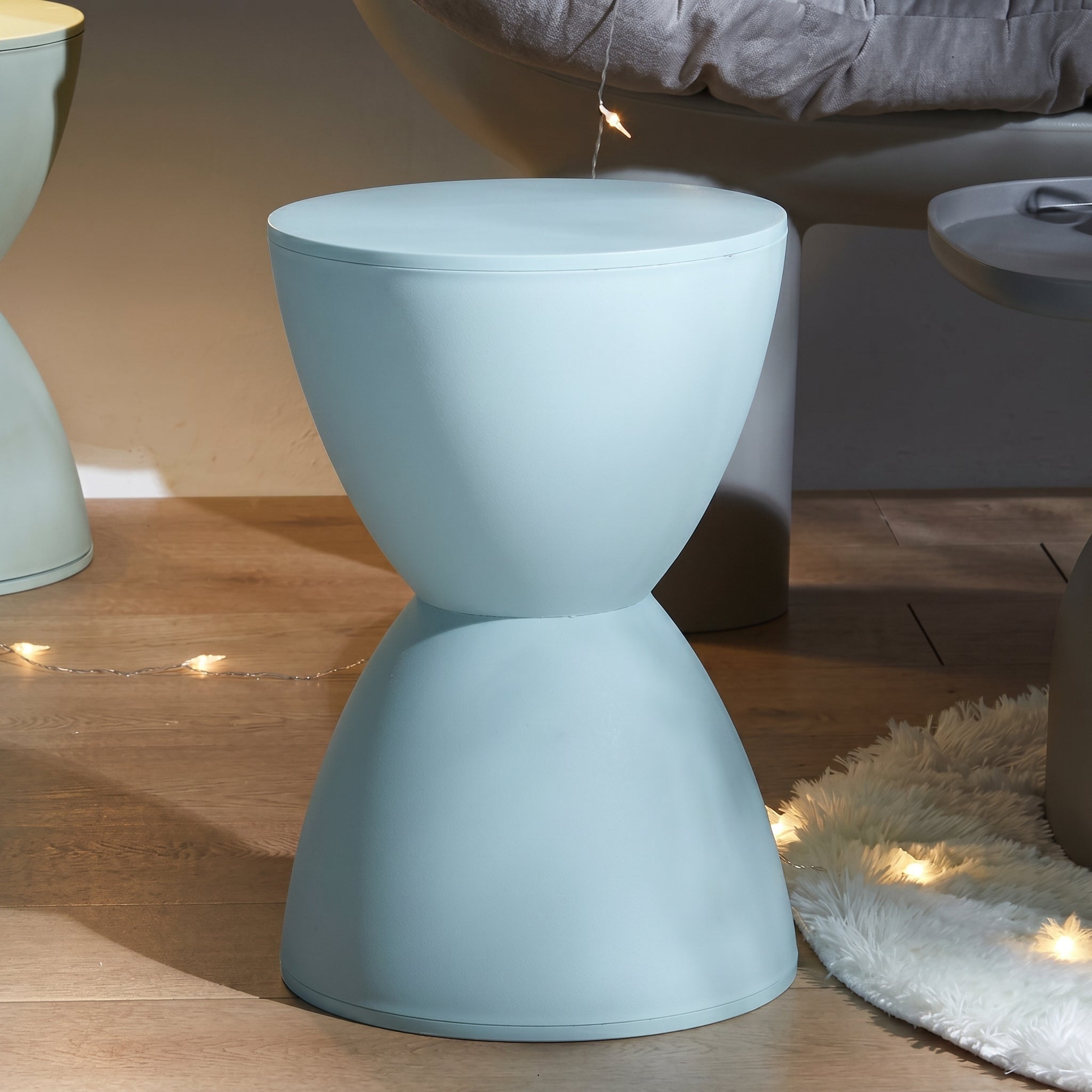 Modern Hourglass-Shaped Side Table Stool - Side Table Stool - Turquoise - Seravelle Home