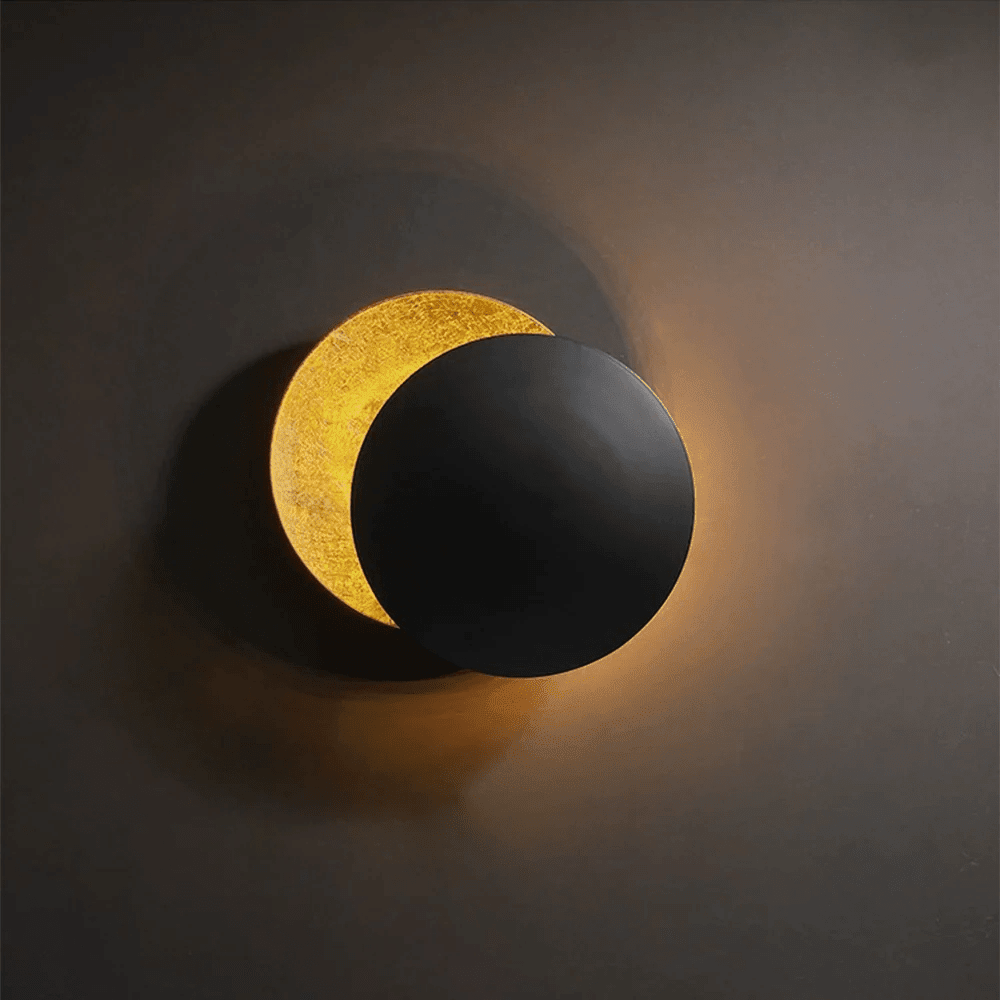 Modern LED Wall Light with Movable Disc Design - Wall Light - Gold/Black - Seravelle Home