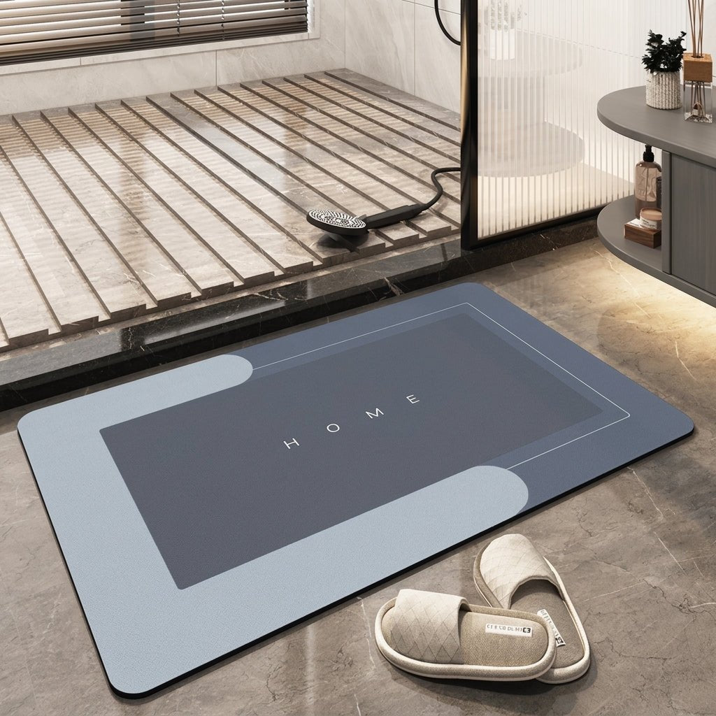 Modern Minimalist Quick-Drying Bathroom & Entrance Runner - Bath Mat - Blue - Seravelle Home