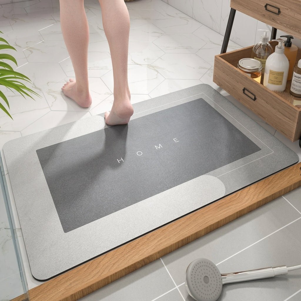 Modern Minimalist Quick-Drying Bathroom & Entrance Runner - Bath Mat - Grey - Seravelle Home