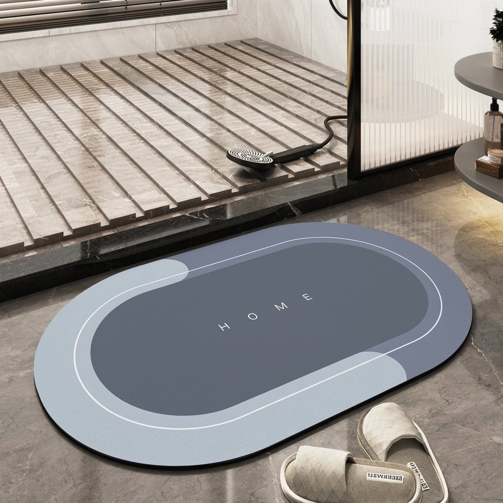 Modern Minimalist Quick-Drying Bathroom & Entrance Runner - Bath Mat - Blue - Seravelle Home