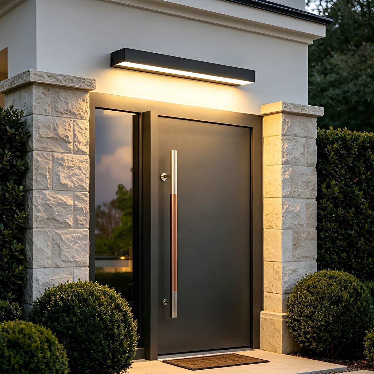 Modern Horizontal Linear LED Outdoor Wall Light for Porch Entryways
