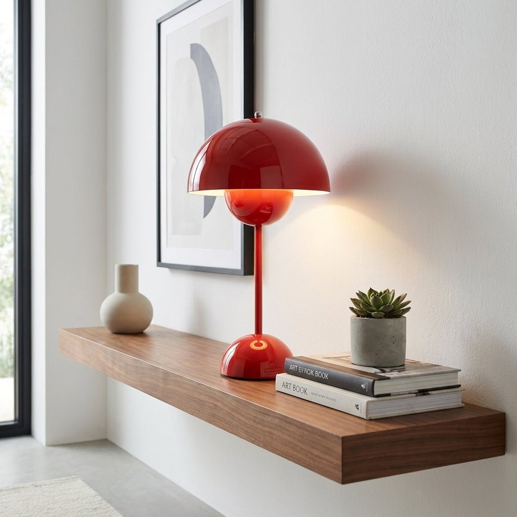 Modern Nordic Table Lamp in Minimalist Mushroom Design - Pilz - Tischleuchte - Red - Seravelle Home