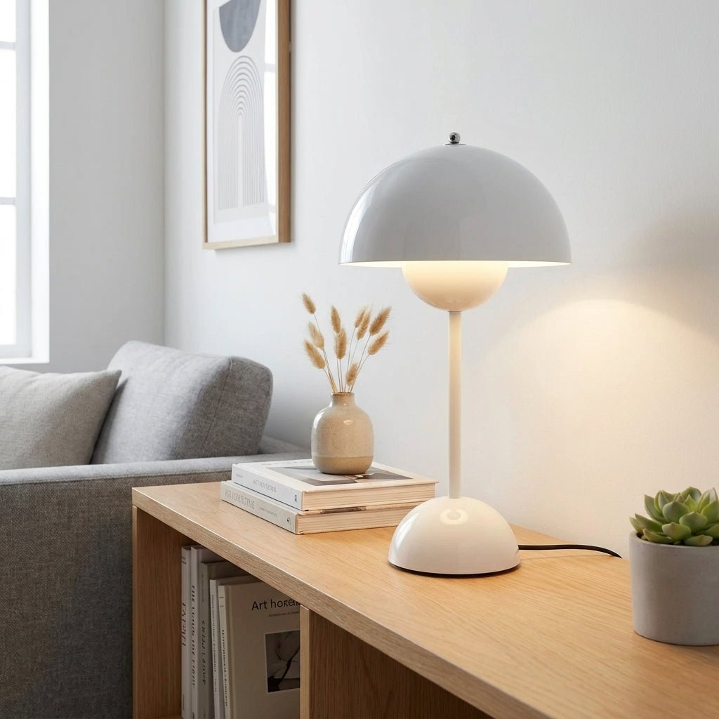 Modern Nordic Table Lamp in Minimalist Mushroom Design - Pilz - Tischleuchte - White - Seravelle Home