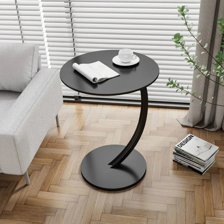Modern round side table with curved base - Table - B - Seravelle Home