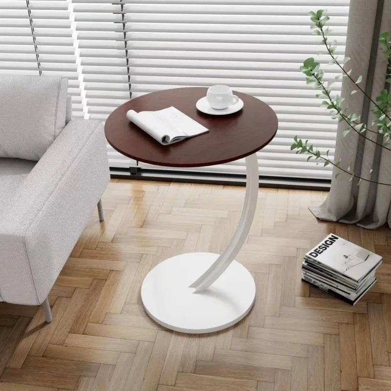 Modern round side table with curved base - Table - F - Seravelle Home