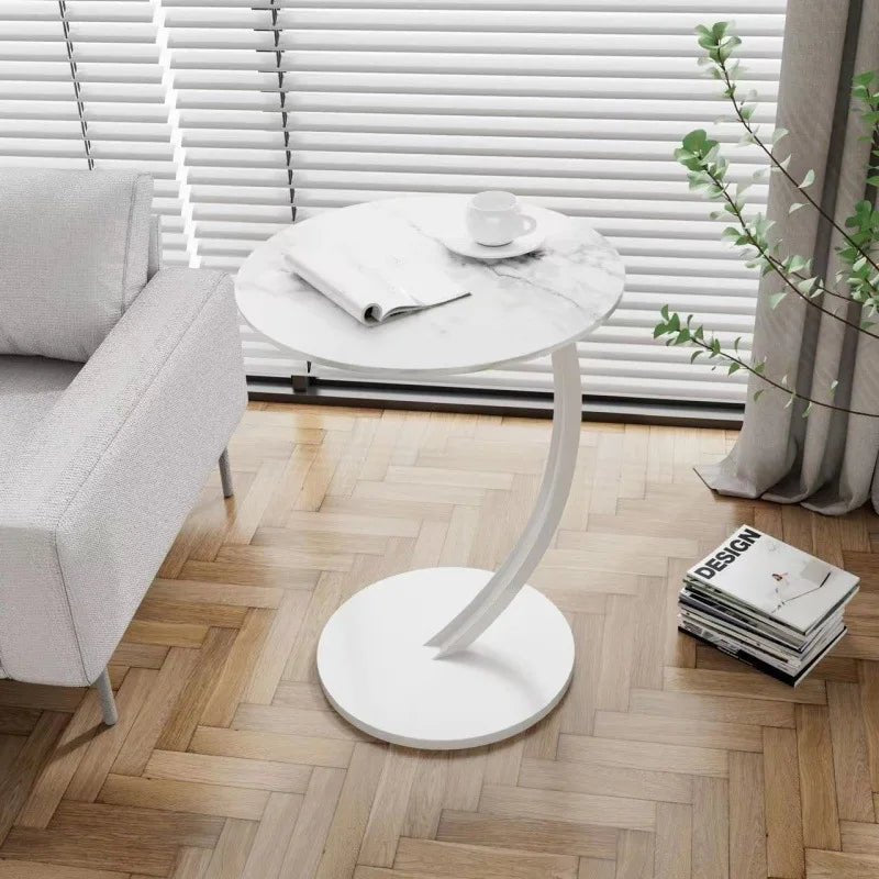 Modern round side table with curved base - Table - H - Seravelle Home