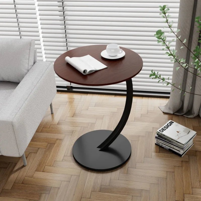 Modern round side table with curved base - Table - C - Seravelle Home