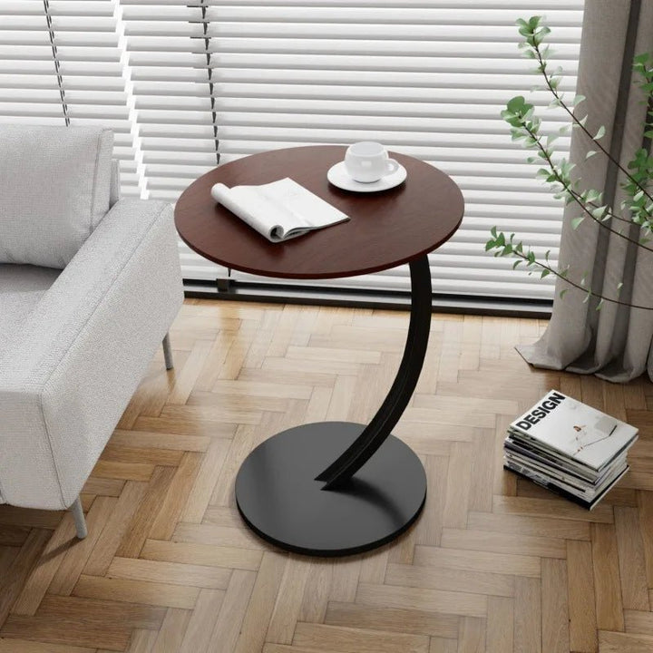 Modern round side table with curved base - Table - C - Seravelle Home