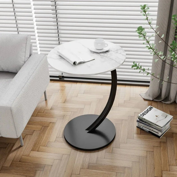 Modern round side table with curved base - Table - G - Seravelle Home