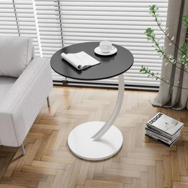 Modern round side table with curved base - Table - E - Seravelle Home