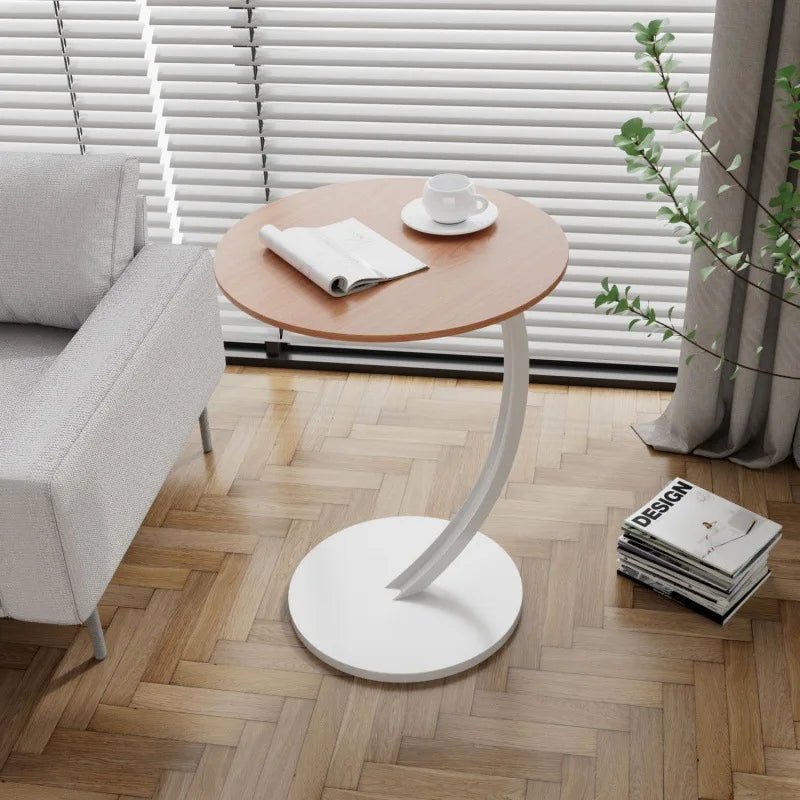 Modern round side table with curved base - Table - D - Seravelle Home