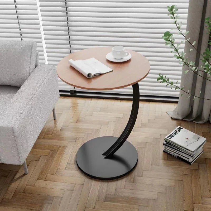 Modern round side table with curved base - Table - A - Seravelle Home