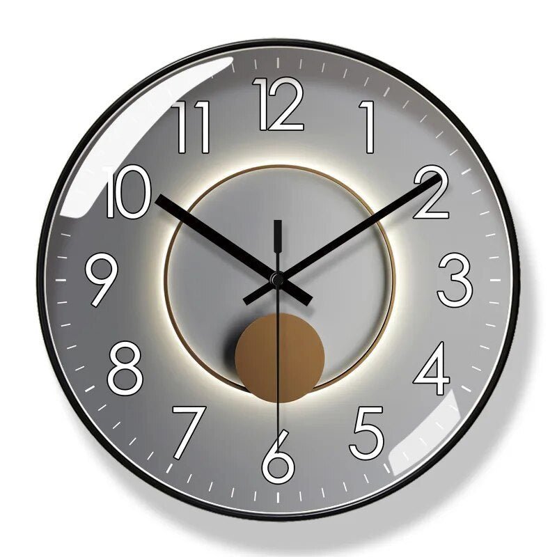 Modern Wall Clock with Minimalist Dial - Wall Clock - Black - Grey - Seravelle Home