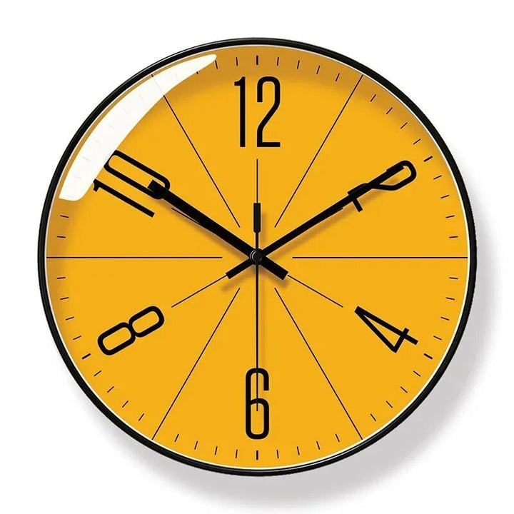 Modern Wall Clock with Minimalist Dial - Wall Clock - Black - Orange - Seravelle Home